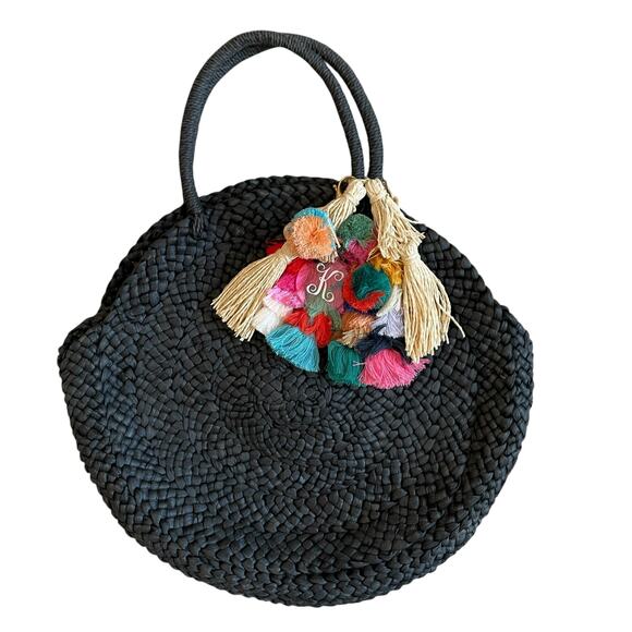 L*Space Black Straw Summer Tote Beach Handbag - Picture 13 of 15